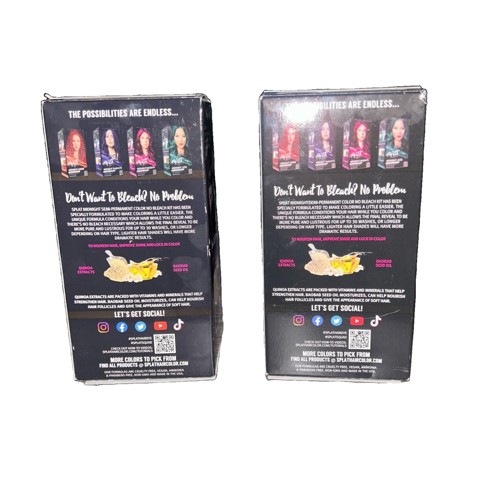 Lot Of 2: Splat Midnight ONYX Semi Permanent Hair Dye Kit - Picture 3 of 4